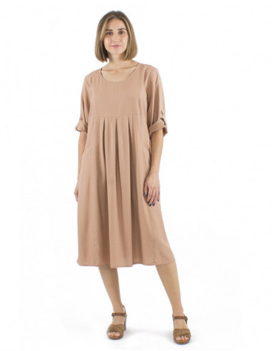 Large size linen and viscose dress