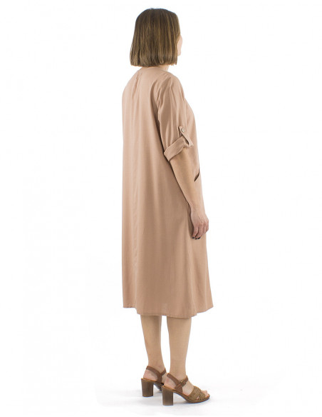 Large size linen and viscose dress