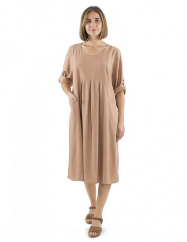 Large size linen and viscose dress