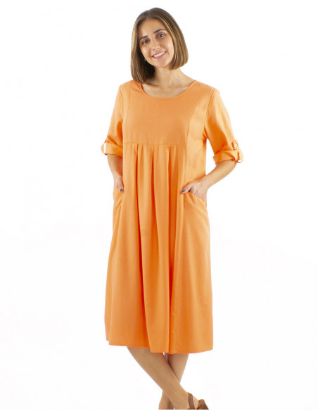 Large size linen and viscose dress