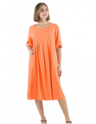 Large size linen and viscose dress