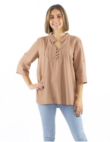 Shirt tunic with rolled up sleeves