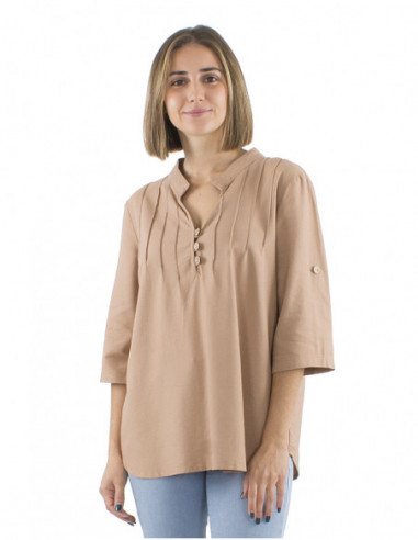 Shirt tunic with rolled up sleeves