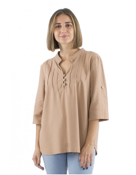 Shirt tunic with rolled up sleeves