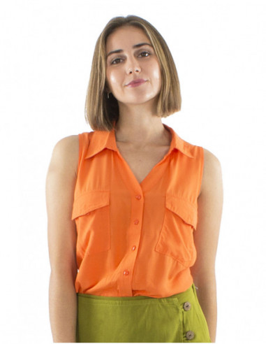 Plain fabric chic sleeveless shirt
