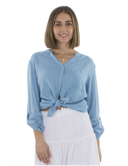 Basic shirt with adjustable 3/4 sleeves