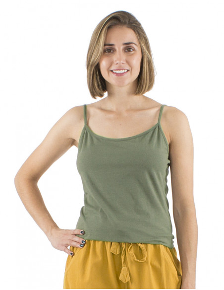Basic plain tank top with thin straps