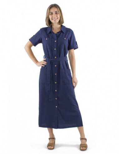 Basic chic midi dress with buttons and belt