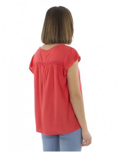 Plain short-sleeved viscose blouse