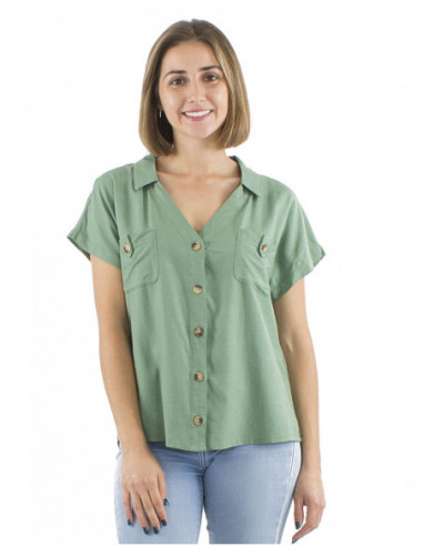 Basic blouse with wooden buttons