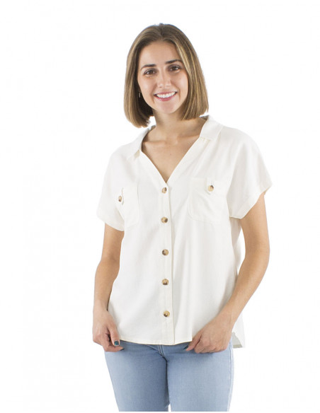 Basic blouse with wooden buttons
