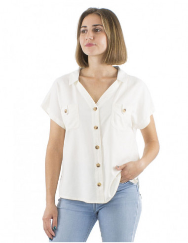 Basic blouse with wooden buttons