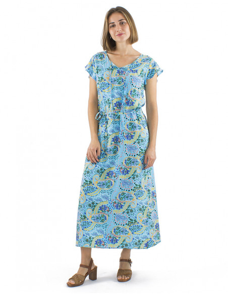 Robe longue pastel motif cachemire