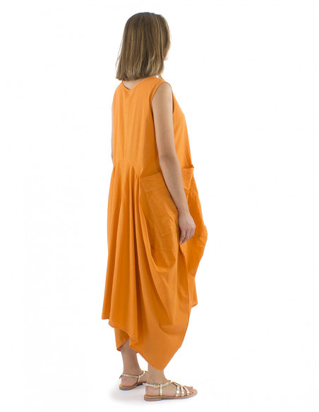 Robe ample asymétrique baba cool unie