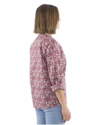 chemisier manches 3/4 motif ethnique chic