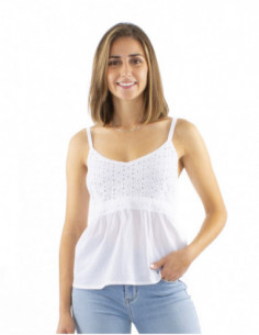 Embroidered top with large cut