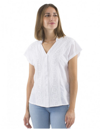 chemise brodée manches courtes