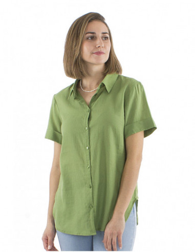 Short sleeves plain color blouse