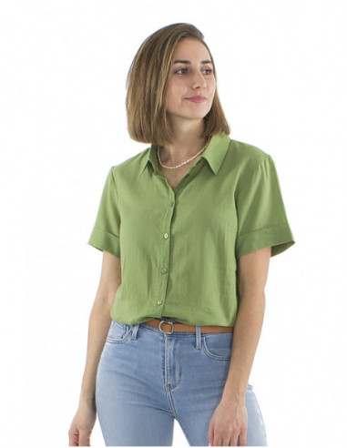 Short sleeves plain color blouse