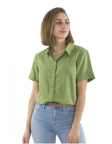 Short sleeves plain color blouse