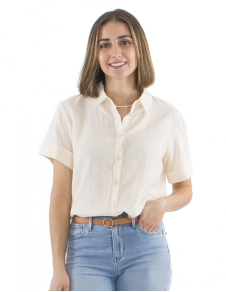 Short sleeves plain color blouse