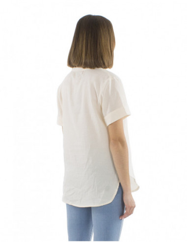 Short sleeves plain color blouse