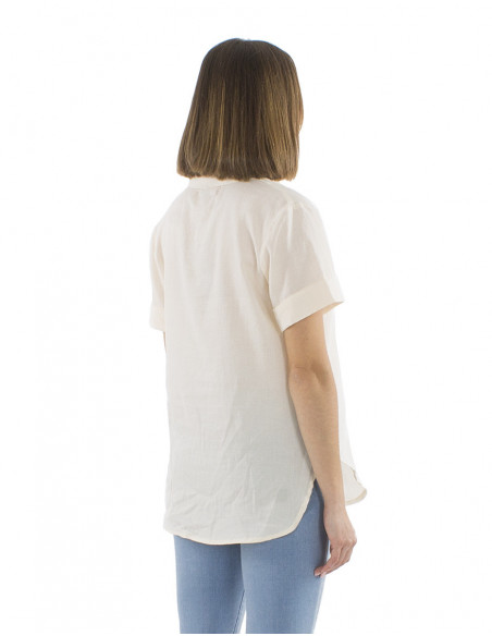 Short sleeves plain color blouse