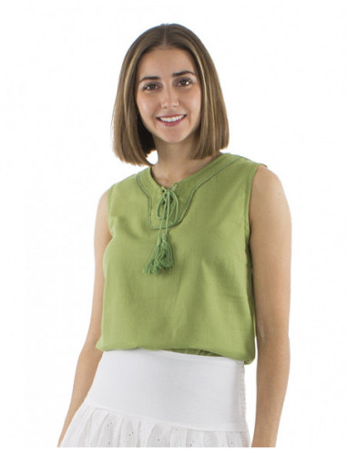 Bohemian sleeveless top with ties