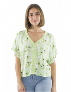 chemisier bohème motif fleuri romantique, col V , féminin et confortable 2