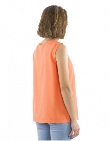 Top bohème chic original avec boutons style écailles de tortue, sans manches