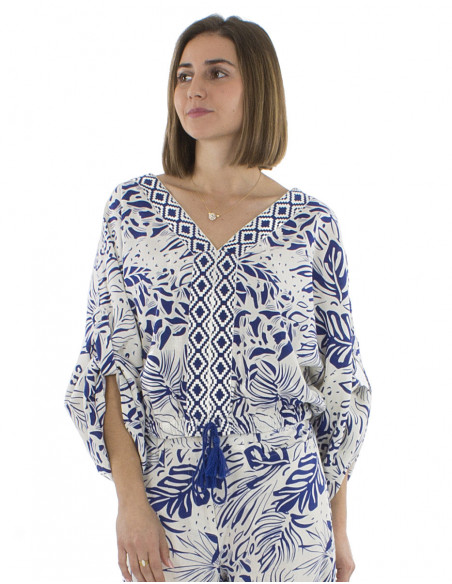 Jungle pattern summer blouse
