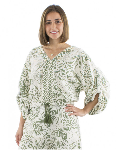 Jungle pattern summer blouse