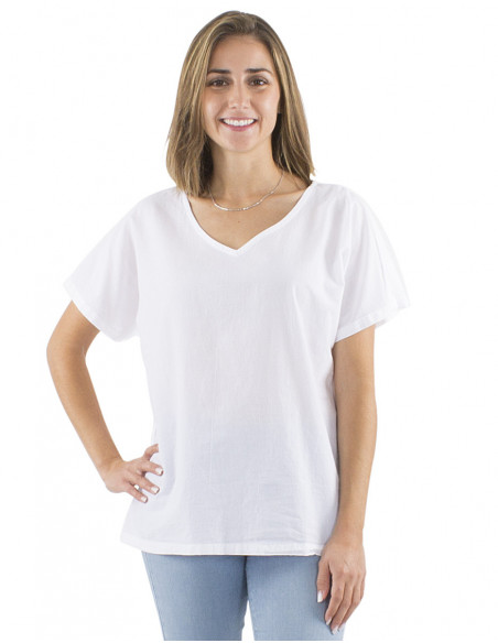 Top coupe classique, coton, blanc