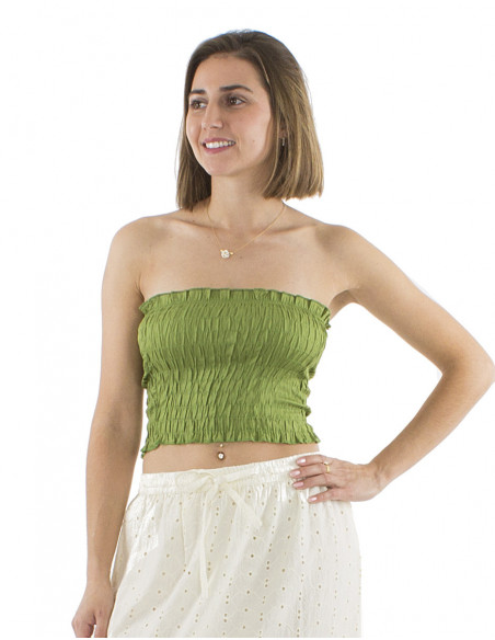 Elastic boho bustier top