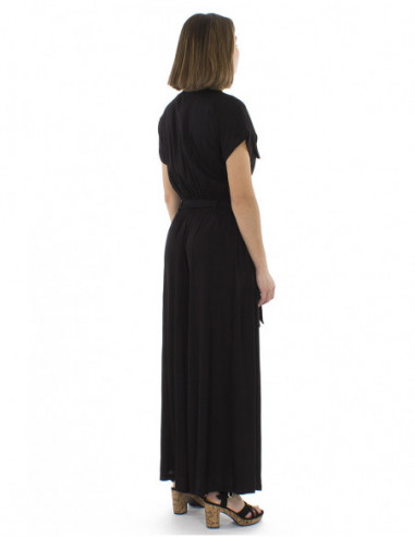 Boho chic plain fabric jumpsuit