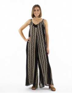 combinaison à bretelles, ethnique chic, motif d'inspiration africaine