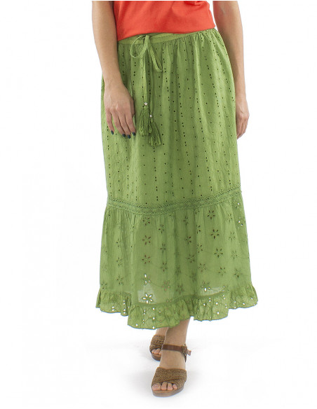 Long boho ruffled skirt