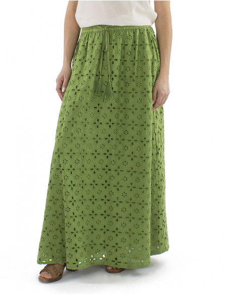 Long boho skirt with embroidery