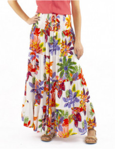 Long ruffled skirt tropical...