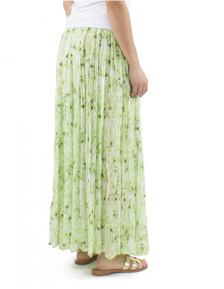 Pleated fabric long boho skirt