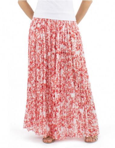 Pleated fabric long boho skirt