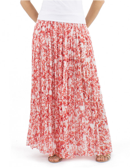 Pleated fabric long boho skirt