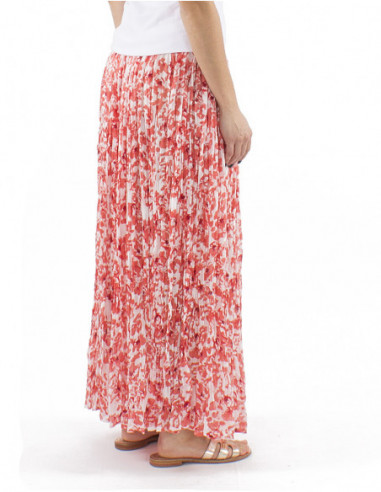 Pleated fabric long boho skirt