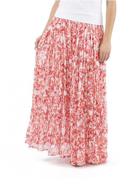 Pleated fabric long boho skirt