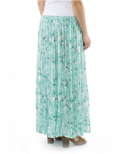 Pleated fabric long boho skirt