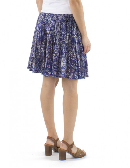 Short pleated plant pattern skirt