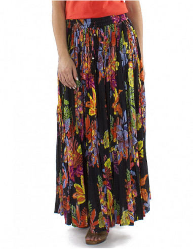 Long boho skirt tropical patterns