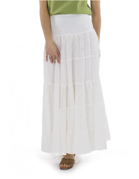 100% cotton long boho romantic skirt