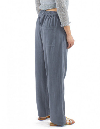 Pantalon droit large bohème chic coton