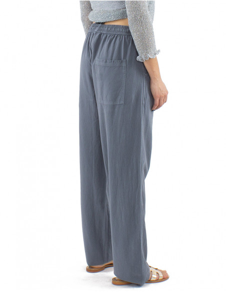 Pantalon droit large bohème chic coton